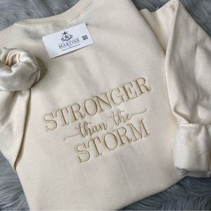 Stronger than the Storm Embroidered Aesthetics CrewNeck